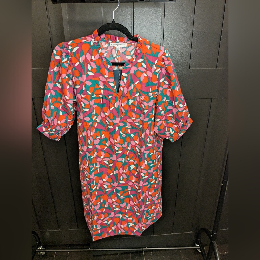Colorful Leaf Pattern Mini Dress